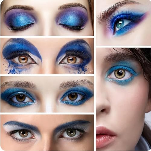 9 Colors Blue Eyeshadow,Bright Eyeshadow Palettes,Matte Shimmer Eyeshadow,Makeup Eyeshadow,Eyeshadow,Eye Shadow Pallets For Women,Eye Makeup Shiny Shimmer Waterproof,Colorful,for Women Girl Makeup - Image 3