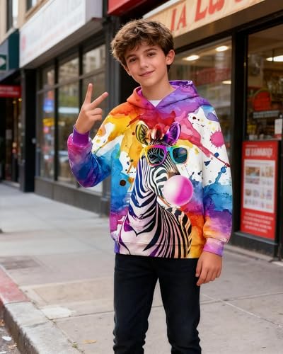 Image of Belovecol Boys Hoodies 3D Printed Hooded Sweatshirts with Pocket for 6-16Y