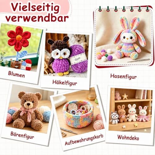 ilauke Chenille Garn Set 20x30g mit Zubehör – Bild 9