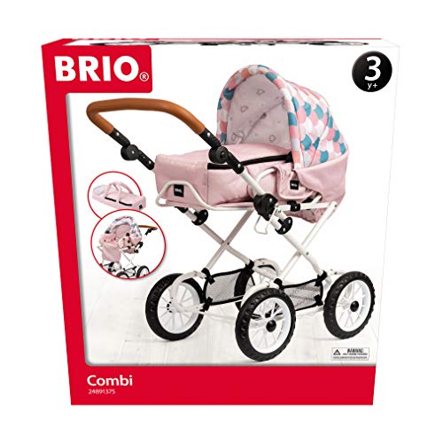 Preisvergleich Produktbild BRIO 00300 - Puppenwagen Combi, Soft Pink mit Tropfenmuster