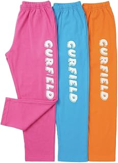 Prolay textile Gurfield Girls Track Pants, Pink, Blue and Orange, Elastic Waist, Printed, Pack of 3 Price In India