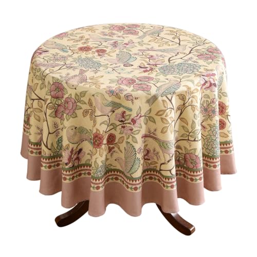 patdrea Vintage French Floral Tablecloth,Round,Diameter 55"