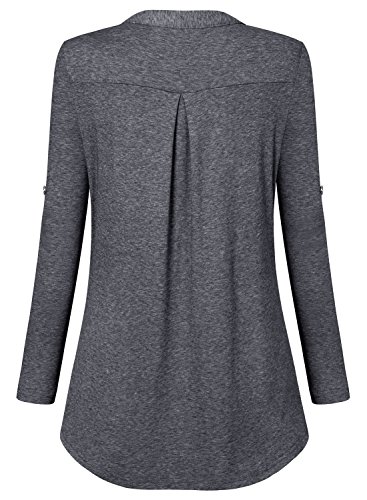 Image of Bulotus 3 /4 Length Sleeve Womens Striped Tops Zipper V Neck Collared Blouses Business Casual Tunics 2026 Spring Trendy