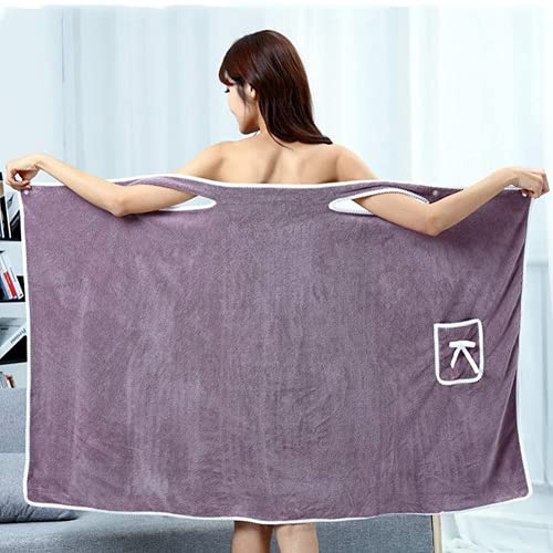 Kilt de sauna, robe de serviette en microfibre douce et portable, serviette de bain absorbante et à séchage rapide aux épaules, robe de peignoir en pur coton, robe de peignoir de plage, violet, M Nic