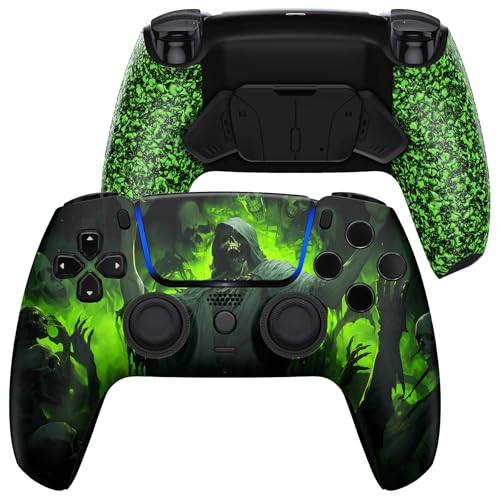 eXtremeRate LUNA Redesigned Dark Carnival Front Shell Touchpad Compatible with ps5 Controller BDM-010 020 030 040 050, Programable 4 Back Buttons RISE4 Remap Kit for PS5 Controller BDM-010 BDM-020