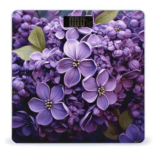 Báscula Digital Floral Morada para Baño 26x26 cm miniatura 1