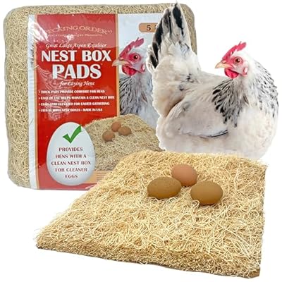 Nest Box Pads for Chicken Nesting Boxes - 13 x 13 Pads Made in USA from Sustainably Sourced Aspen Excelsior (5 Pack)
