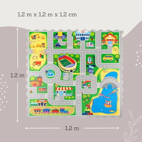 Straße Puzzlematte Baby 120x120 cm Autoteppich Kinder 16 Platten – Ansicht 2