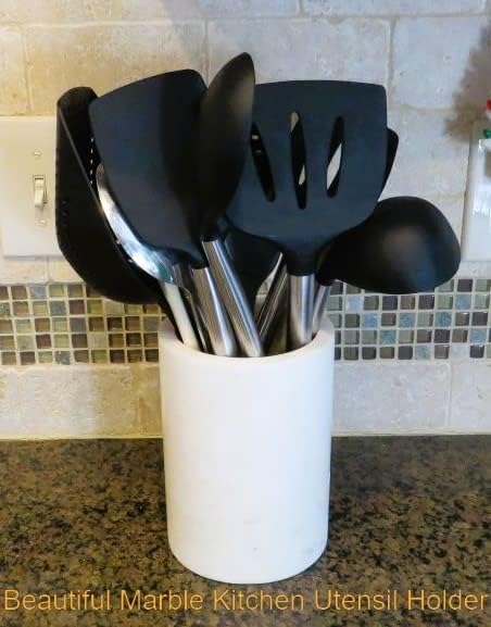 Miniatura 9 de Enfriador de vino de mármol blanco, soporte para utensilios hecho a mano de 7 pulgadas y jarrón decorativo, enfriador de champán, regalo de bar y