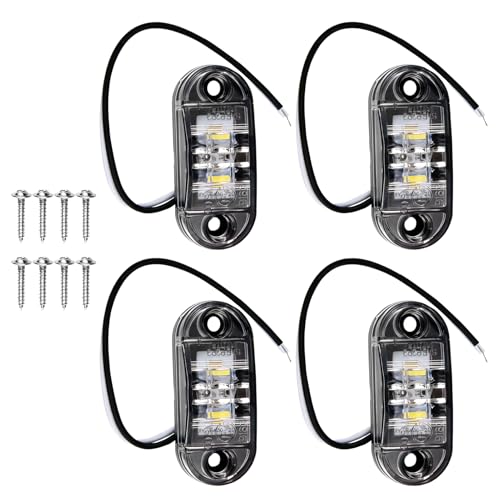 NUDVMUCH 4 pcs Blanc IP65 12 V/24 V Ovale LED latérales Feux, Ovale Avant et Arrière, feux de gabarit, Position pour Camion remorque Van Caravan Voiture Bus...