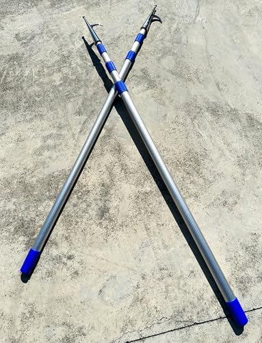 Marine-Grade Boat Hook Set - 2-Pack Telescopic Aluminum Poles with Stainless Steel Hooks for Safe Docking, Water Rescue, Boat Maneuvering & Push-Pull Use