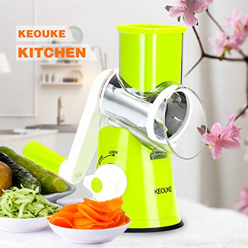 image for KEOUKE Manual Rotary Cheese Grater - Veggie Slicer Shredder Nuts Grind