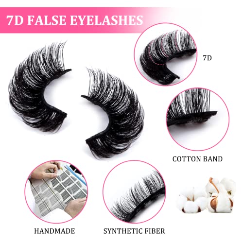 False Eyelashes Russian Strip Lashes 10 works Reusable Natural Look 7D Faux Mink Lashes Fluffy Volume Wispy Fake Eyelashes Handmade Thick Soft Long Dramatic Eyelashes for Makeup (7D15) - Image 4