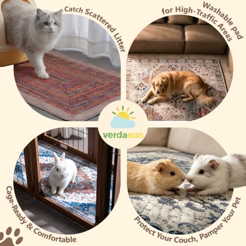 Image of Washable Pee Pads for Dogs 24 inchx72 inch 2 Pack Reusable Puppy Potty Pad | Super Absorbent Waterproof NonSlip LeakProof Crate&Playpen Floor Mat for Cats, Rabbits, Guinea Pigs, Whelping & Housebreaking