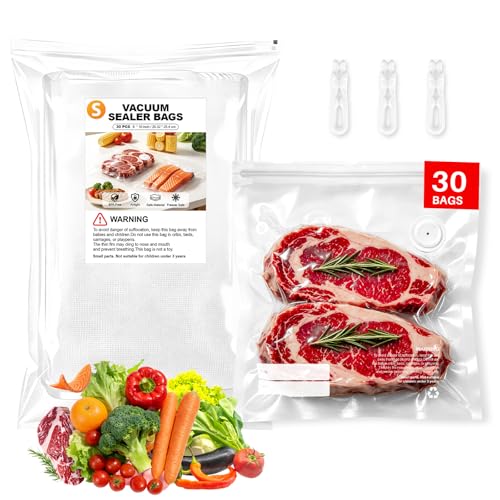 Image of Reusable Vacuum Sealer Bags for Food, 30 BPA-Free Small (8 x 10 in) Bags