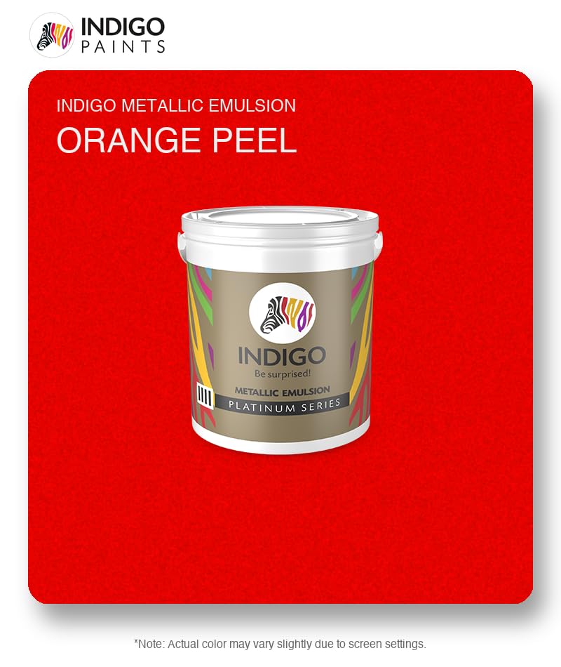 Image of Indigo Metallic Emulsion Platinum Series - Sparkling Metallic Texture Wall Paint | Water-Based | Anti-Fungal & Algae Resistant | Interior & Exterior Use | 1 L Orange Peel