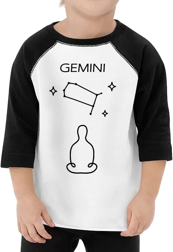 Minimalist Gemini Toddler Baseball T-Shirt - Themed 3/4 Sleeve T-Shirt - Art Kids' Baseball Tee