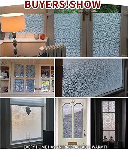 Concus-T Snowflake Window Cling Film Privacy Floral Window Privacy Film Static Cling Film Lace Frosted Privacy Window Film Stained Glass For Offices Home, 17.72"X78.74" #TOP7
