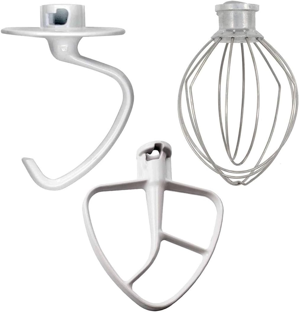 Replacement Parts for KitchenAid KSM88RBQPN0 Mixer Dough Hook Flat Beater Wire Whip Set (111269)