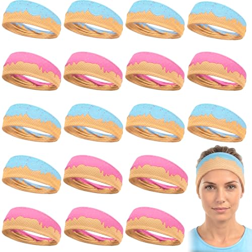 Image of 18 Pcs Sports Sweatbands for Men Women Camo Headbands Workout Non Slip Headbands Breathable Head Band Fitness Stretchy Unisex Hairband for Yoga Running Cycling Ball