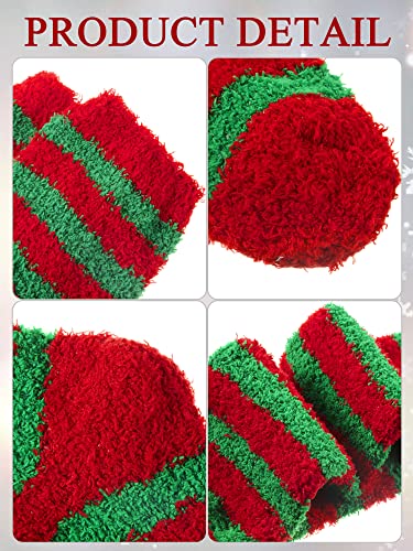 Foaincore 24 Pairs Christmas Fuzzy Socks for Holiday Winter Gifts Bulk Fluffy Slipper Socks for Women Men Xmas Party Favors3