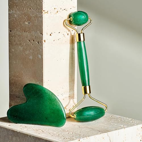 Image of ROSELYNBOUTIQUE Gua Sha Facial Tools & Face Roller Original Face Massager for Puffiness Wrinkless Skin Care Routine - Self Care Gift for Men Women (Aventurine)