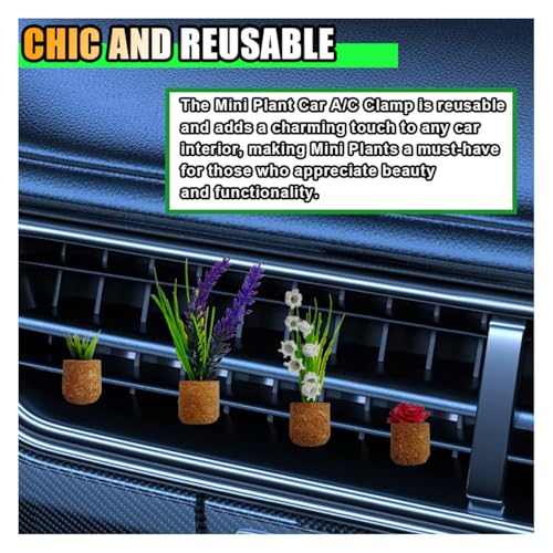 Image of 4PCS Plant Air Freshener Vent Clip, 3D Artificial Plant, Cute Mini Car Flower Vase Diffuser, Creative Car Aromatherapy, Interior Decoration Accessories
