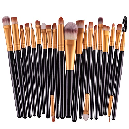 KIT 20 Pcs Pincéis De Maquiagem Profissional Pincel Maquiagem Coleção Elite Cosmetics Brush Ouro Neg