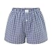 Womens Boxer Shorts Y2k Lounge Pj Shorts Low Rise Striped Pajamas Sleep Lounge Plaid Gingham Micro Short Pants A-Dark Blue