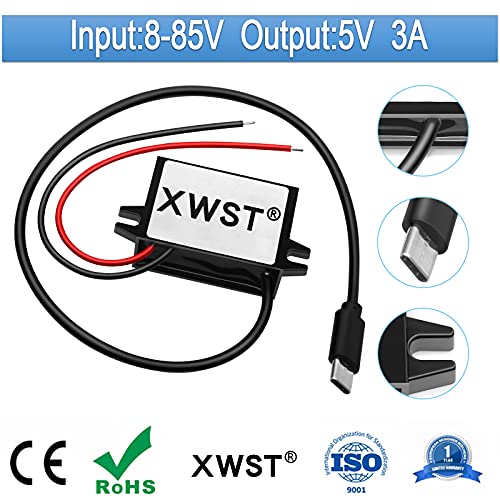 DC DC 8-85V to 5V USB Converter 12V 24V 36V 48V 60V 72V to 5V 3A 15W with Type-C USB Output Power Adapter Converter Voltage Buck Regulator,Step-Down Module Transformer2