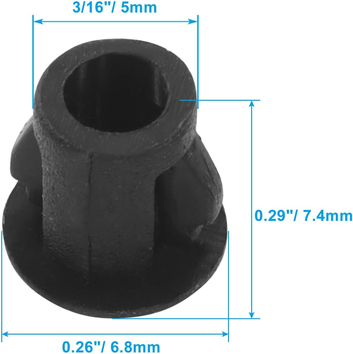 Hordion 100 Pcs Plastic Hole Plug, 3/16"(5mm) Flush Type Hole Plugs Snap in Locking Drilling Cover Plugs, Black