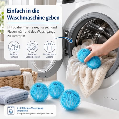 12 Stücke Tierhaarentferner für Waschmaschine,Wiederverwendbarer Haarfänger,Fusselbälle Waschmaschine,Fusselball Für Waschmaschine zur Haarentfernung,Katzenhaarentferner Waschmaschine,Wäschepflegezube