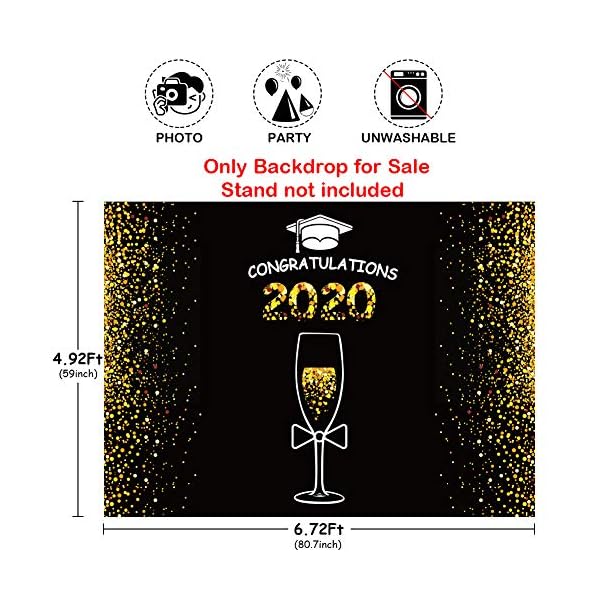 Graduations 2020 Hintergrund für Fotografie, schwarz und gold, Bachelor Cap Ribbon Grad Celebration Class of Graduation… – Bild 3