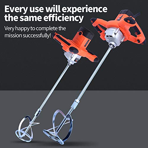 1600W Portable Electric Concrete Cement Plaster Grout Paint Thinset Mortar Paddle Mixer Pro Drill Mixer Stirring Tool Adjustable 6 Speed Handheld Standard 110V (1600W Orange)