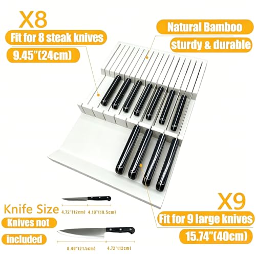 Bamboo In Drawer Knife Block Knife Storage Holder Organizer, 17 Slots by MIAO YUAN - Used condition - Image 4