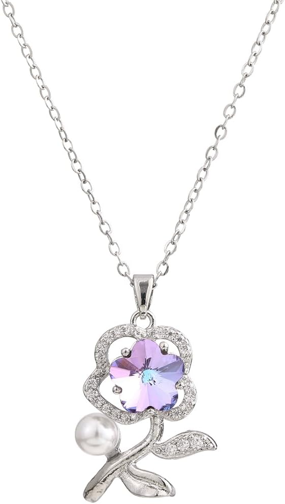 Gold Flower Necklaces for Women Pearl Rose Flower More Pendant Designs