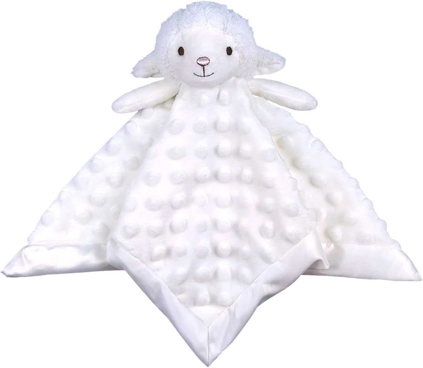 Baby White Lamb Soft Stuffed Animal Security Blanket, Plush Sheep Character Lovey Blanket, Baby Shower/Nursery Gift, Newborn Infant Toddler Snuggle Blankie for Boys Girls, 18 Inches