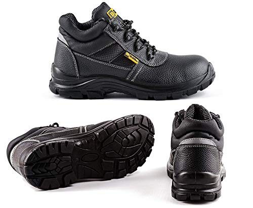 Black Hammer Mens Leather Safety Waterproof Boots S3 SRC Steel Toe Cap Work Shoes Ankle Leather 10072