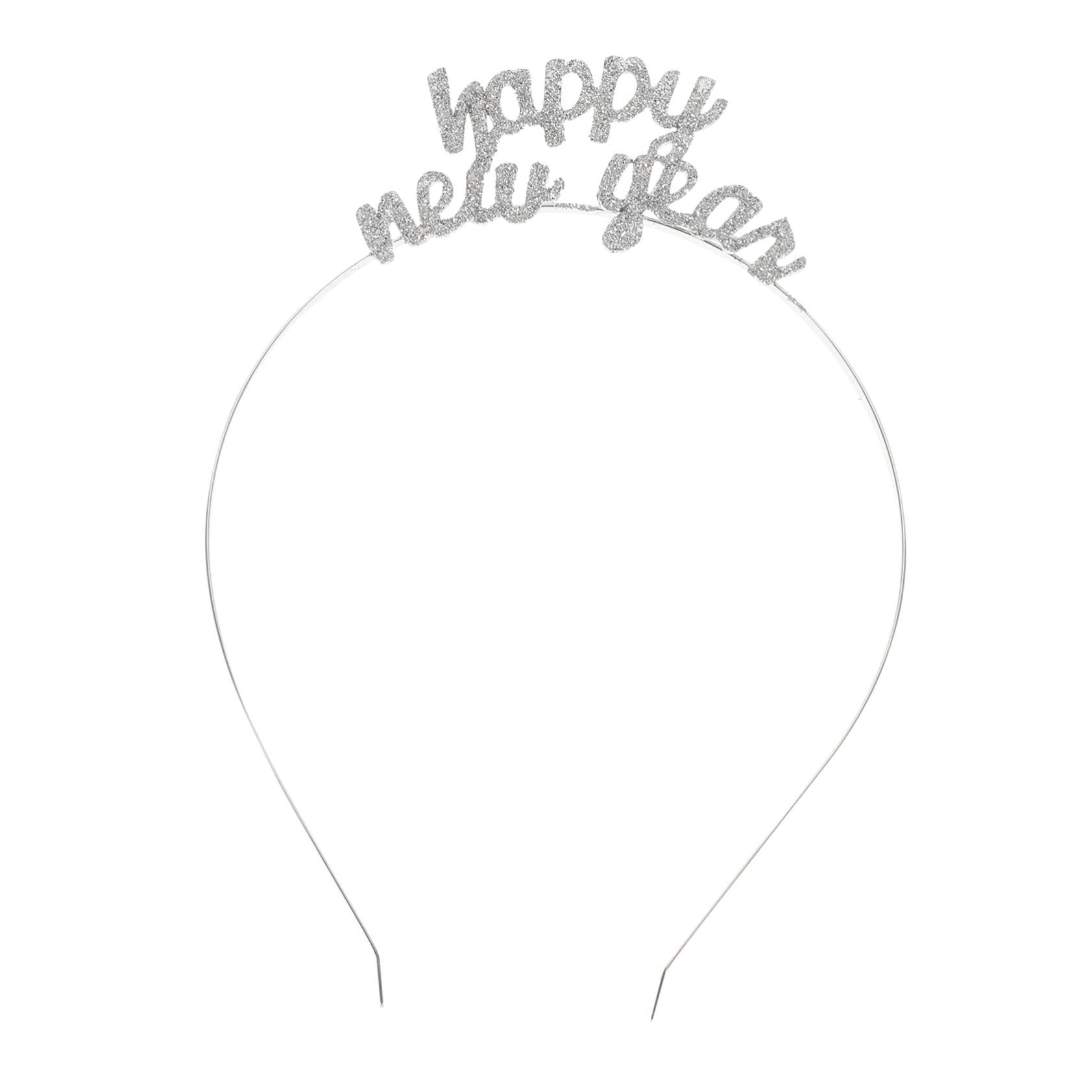 SkiNfdCintillos De Glitter Headband Glitter Headbands for Women Alloy Hair Hoop Happy New Year Headband New Year Hairband Hair Accessories Headgear Party Supplies Girls Hair Hoop (Silverx 2st Mx2st)