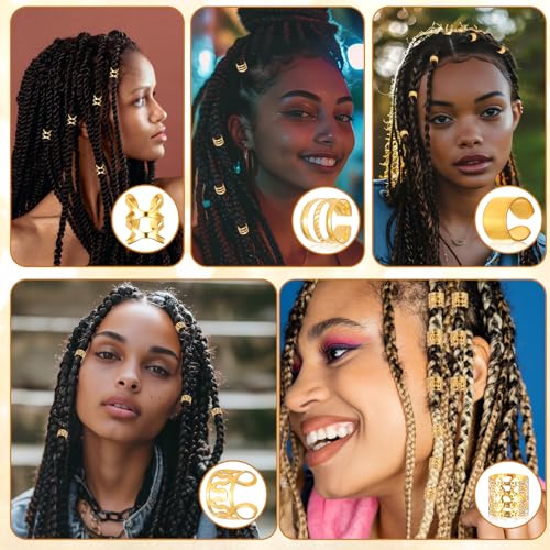 40 Stück Haarschmuck Gold Dreadlocks Schmuck Gold Haarringe Pirat Haar Schmuck Piraten Goldener Haarschmuck Zöpfe Haar Ringe Festival Hair Jewellery Accessoire Braid Festival Haaraccessoires