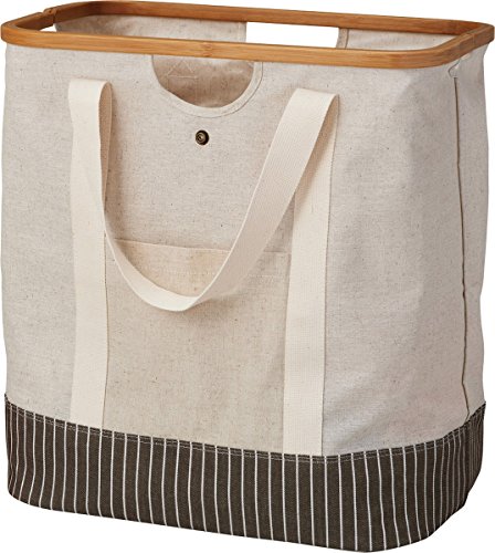 パール金属 ランドリー バッグ トート M ナチュラル ストライプブラウン Uroki N-8201