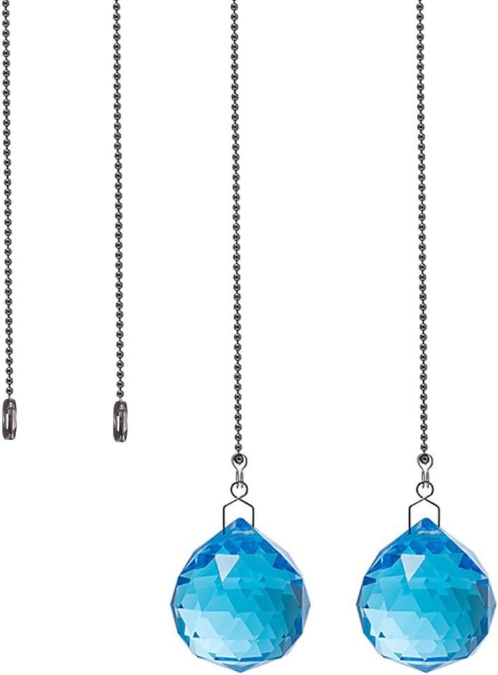 Crystal Ceiling Fan Pull Chains Pack of 2 40mm Blue Crystal