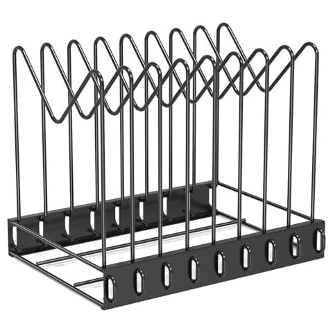 Fun storage Desk File Organizer, 8 Slots Metal File Sorter Magazine Holder Document Rack,Desktop Bookshelf Organizer for Office School Home,Black Cover
