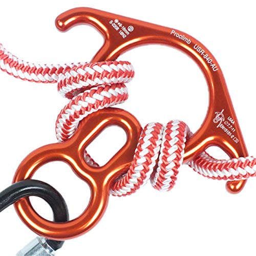 ProClimb 40 kN Rescue Figure 8 Descender - Stainless Steel Belay Device w/Bent-Ears - Figure 8 Belay Device - Descender - Rappelling Devices - Rigging Palates (Aluminum Orange)