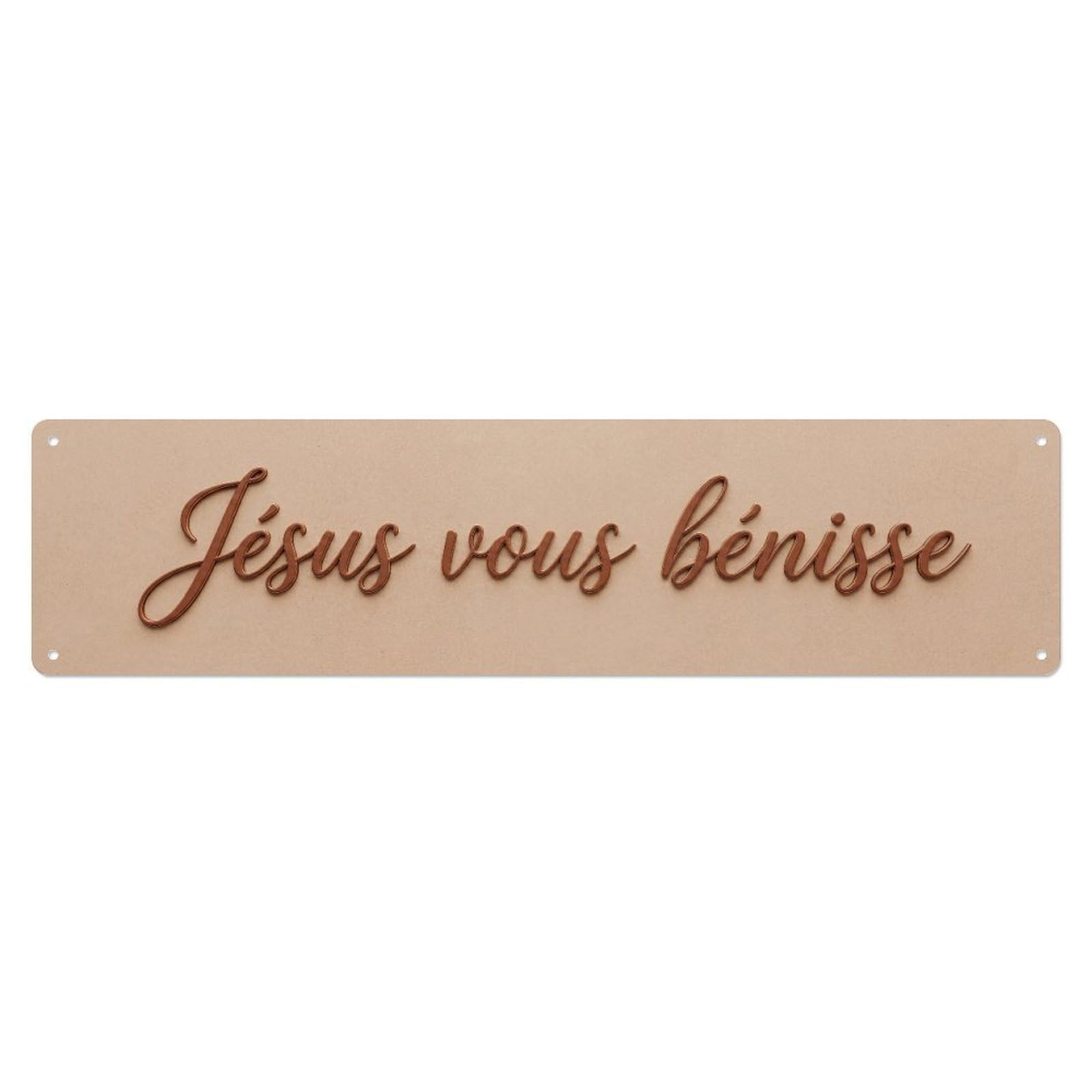 Jesus Vous Benisse Blessing Grace 1 Metal Tin Skinny Sign Plaque Wall Decor for Cafe, Club Bar, Office, Home Garden Metal Poster 4x16Inch