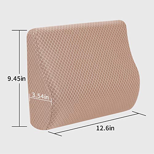 Tishijie Memory Foam Lumbar Support Pillow For Car - Mid/Lower Back Support Cushion For Car Seat (Beige) #TOP6