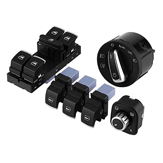 6PCS Linterna Espejo Ventana Interruptor Chrome Faros Lámpara antiniebla Energía eléctrica Vista lateral Mirror Adjust Knob Switch Control Kit