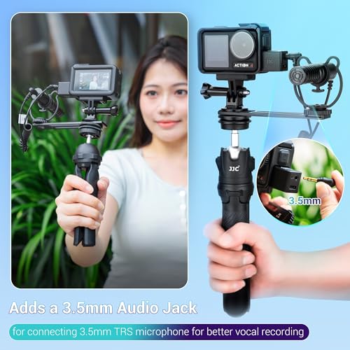 Image of JJC 3.5mm Audio Adapter Mic Adapter for DJI Osmo Action 4 /5 pro / 6, Supports 3.5mm Microphone Audio Input, Clear Vocal Recording During High-Speed Activities with Type-C and 3.5mm Ports
