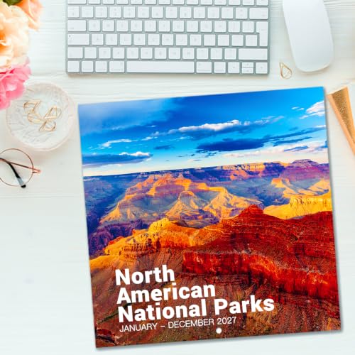 Image of Calendar 2027 - Jan 2027 - Dec 2027 - National Parks Wall Calendar 2027, 12 Monthly Calendar 12 inch x 24 inch (Open), Hanging Hook, Blocks and Holidays - Beautiful National Parks