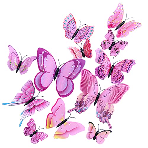 Image of JAAMSO ROYALS Light Pink 3D Butterfly Stickers for Wall Decoration - Set of 12 Butterflies - Decor Items